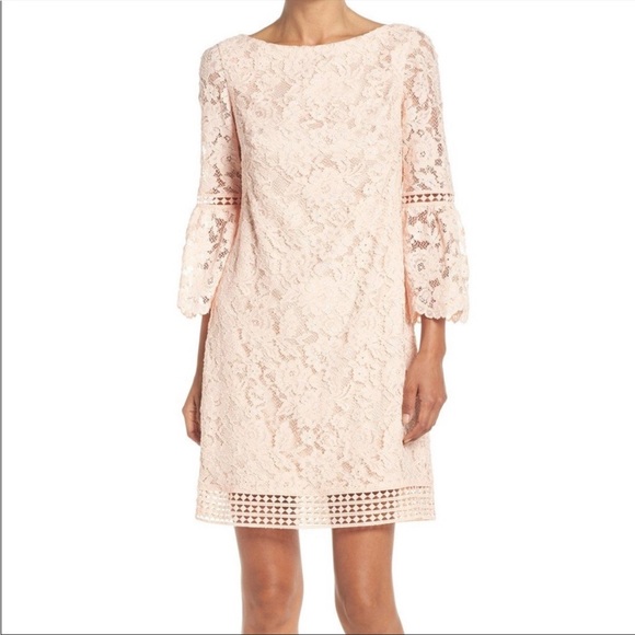 Eliza J Pink Lace Bell Sleeve Shift Dress - Picture 9 of 9
